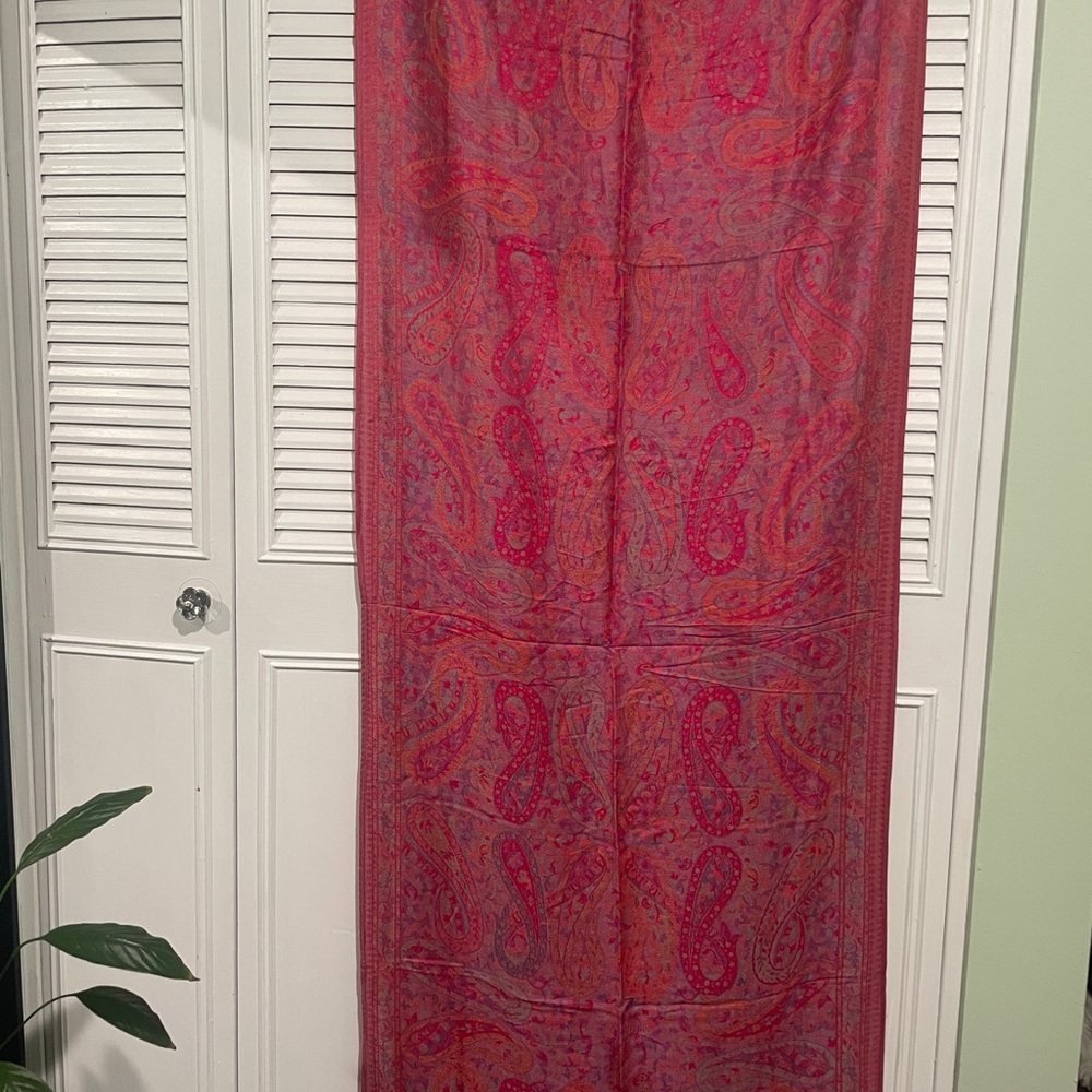 pashmina Red and Pink Paisley Wrap Scarf